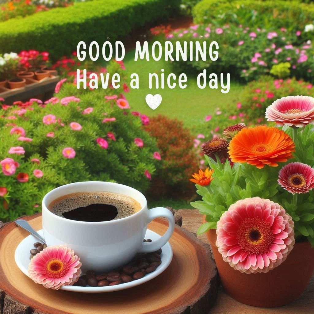 good morning images with coffee and flowers for whatsapp