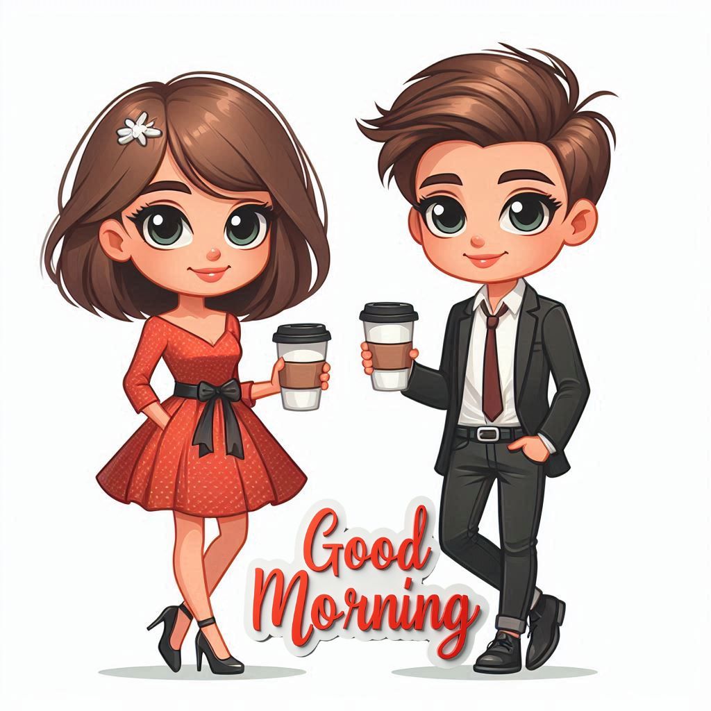 good morning images with couple cartoon