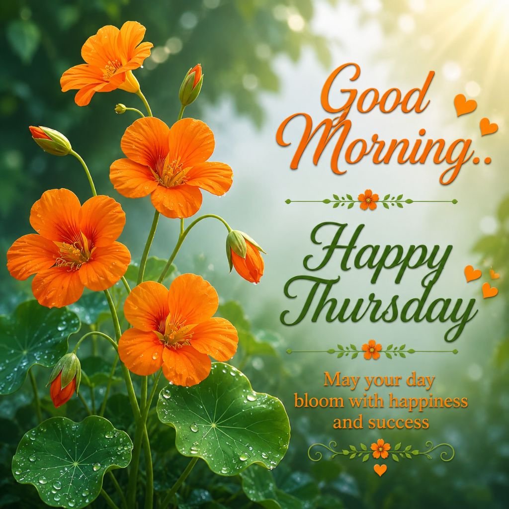 happy Thursday orange flower morning wishes