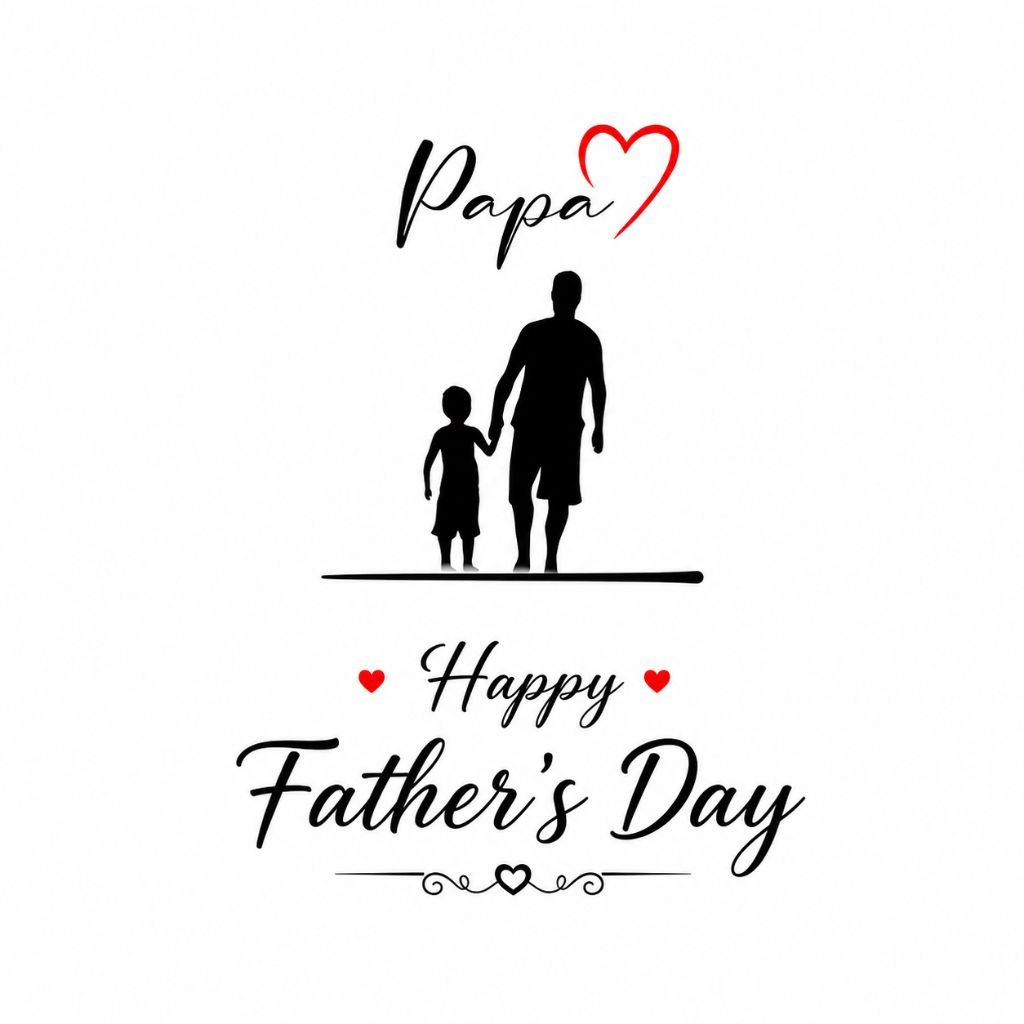happy father’s day papa silhouette image with child and heart design