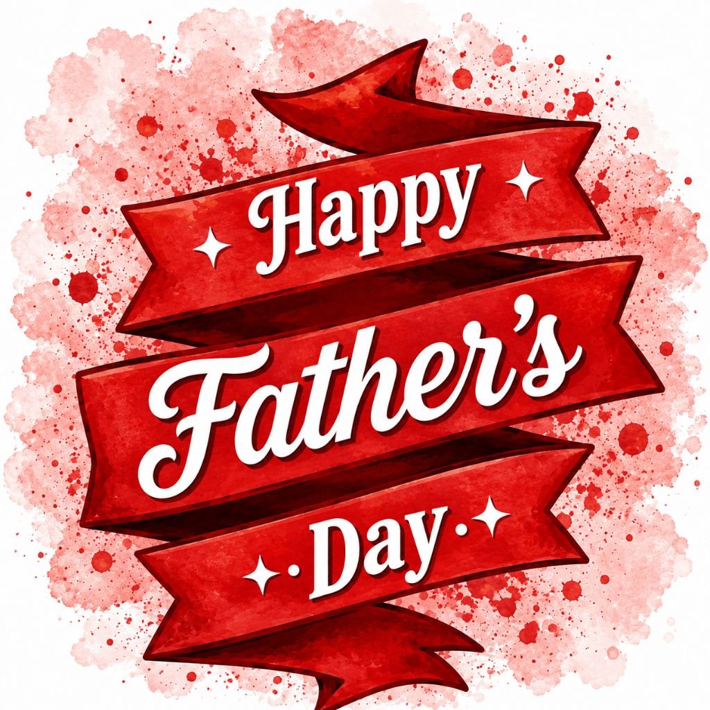 happy father’s day red ribbon banner design image free download