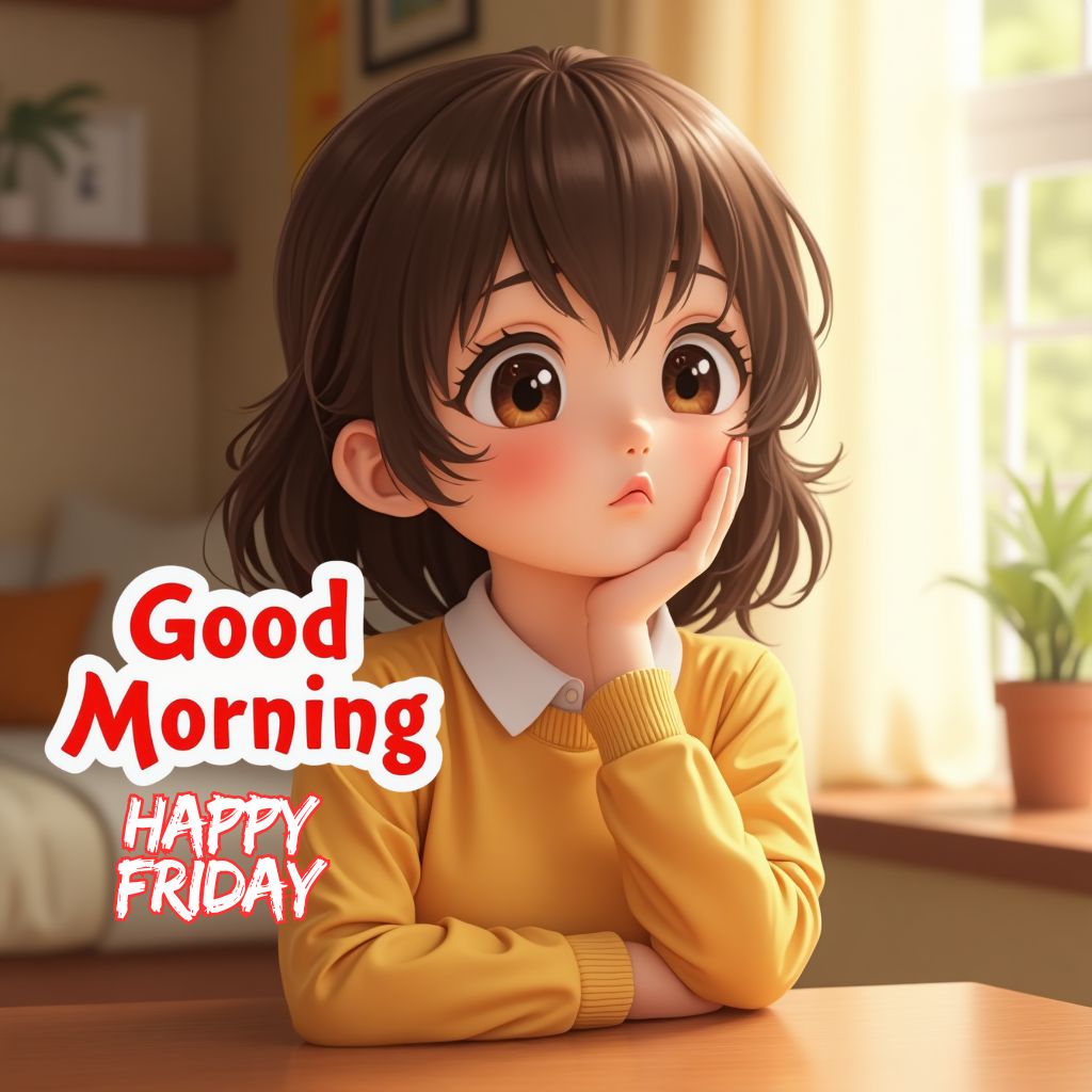 happy friday animated good morning cute girl