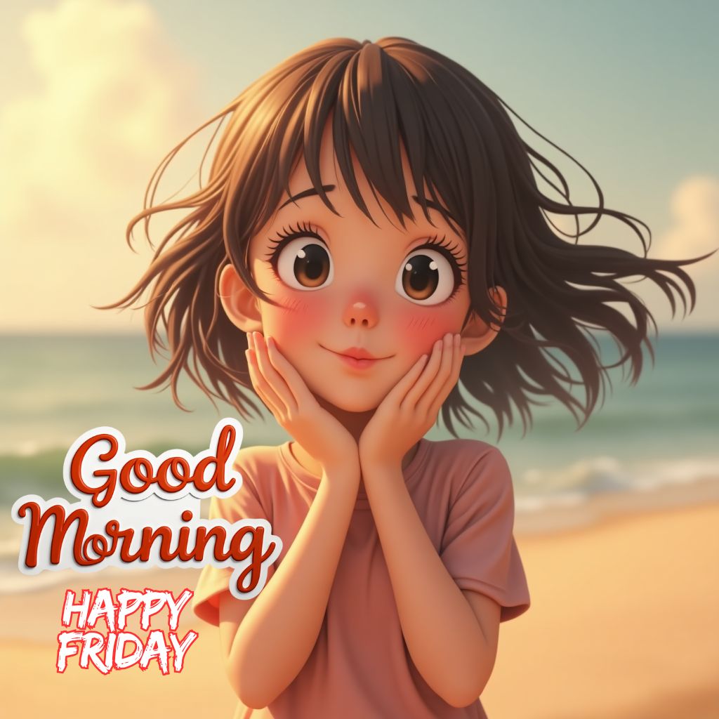 happy friday good morning cute girl cartoon