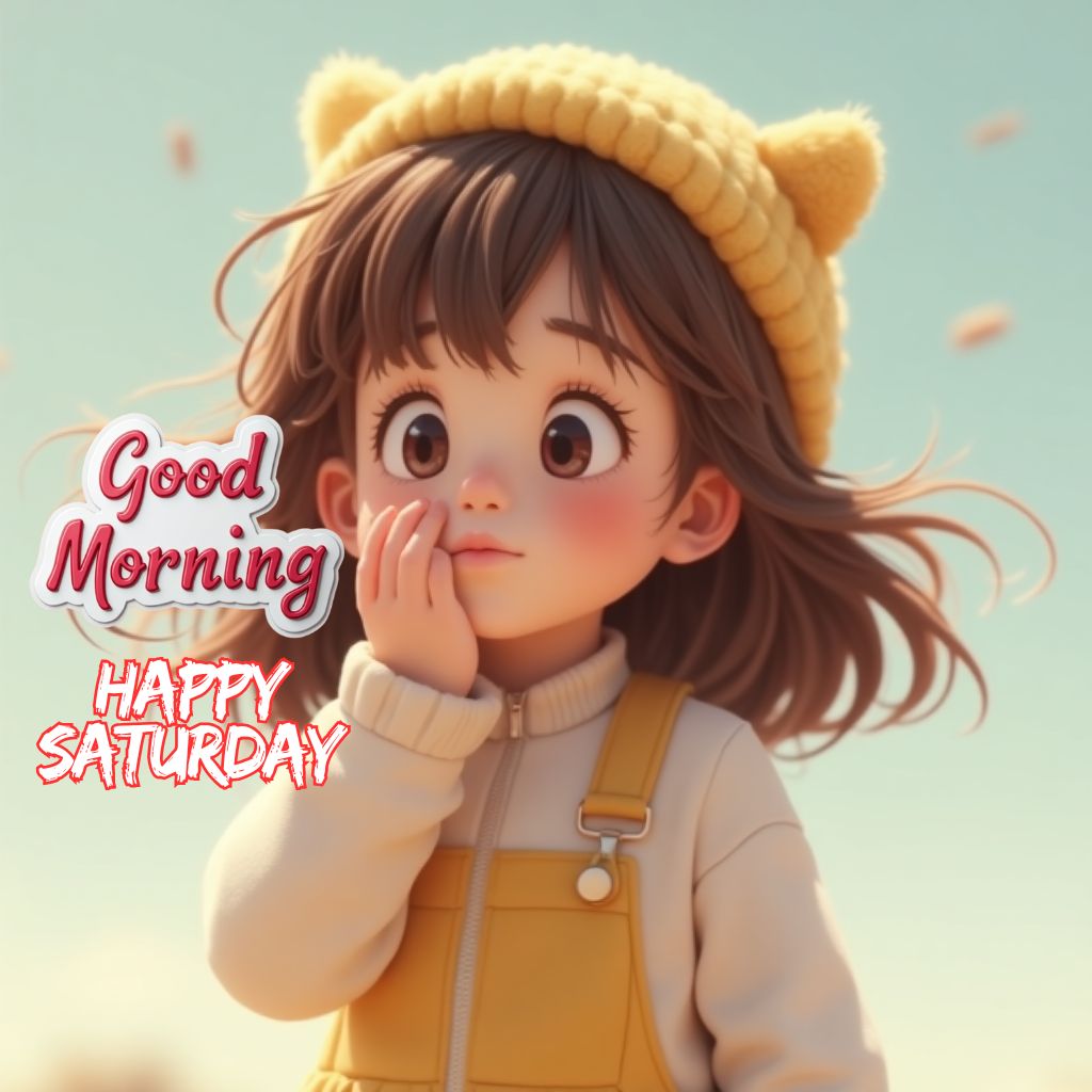 happy saturday good morning cute girl cartoon images