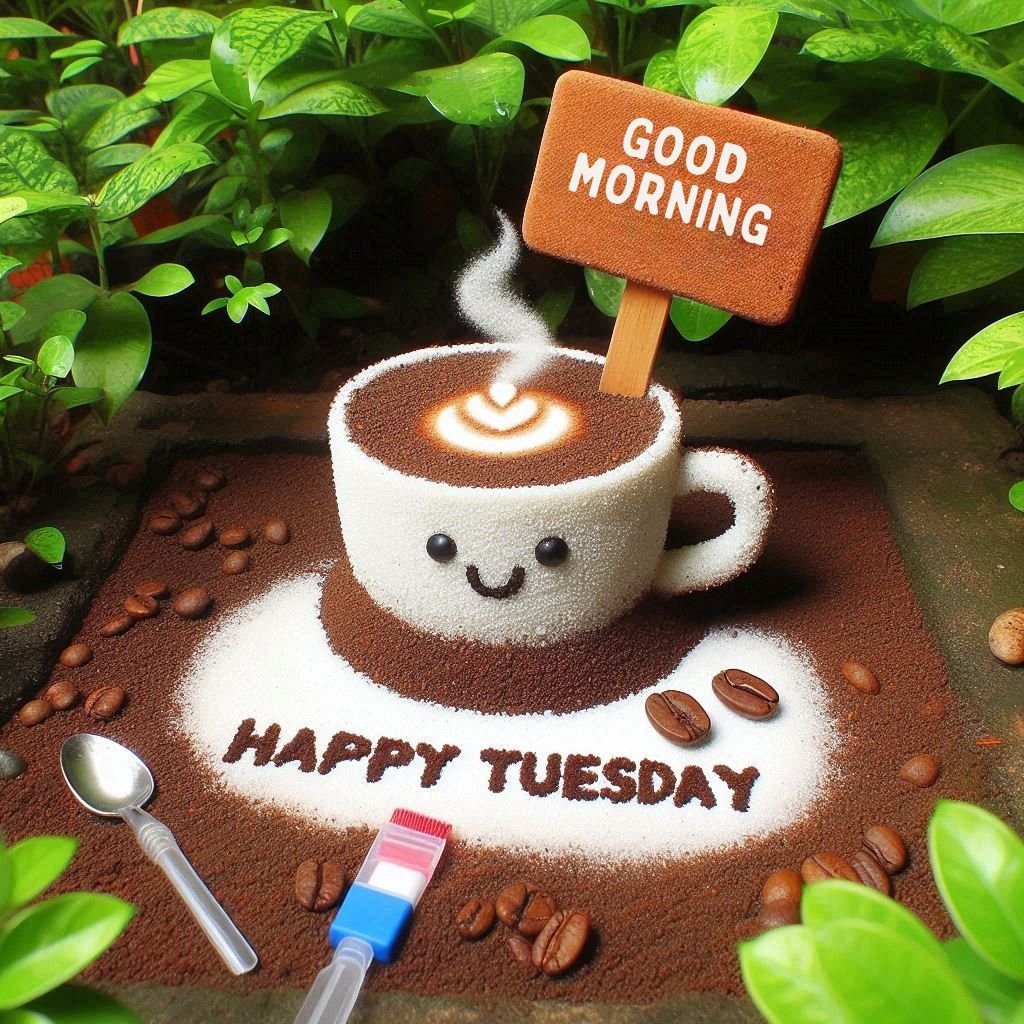 happy tuesday good morning images with coffee