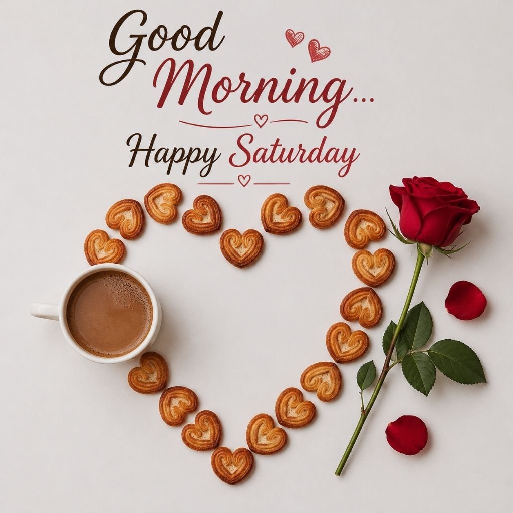 heart biscuit with Saturday morning greeting