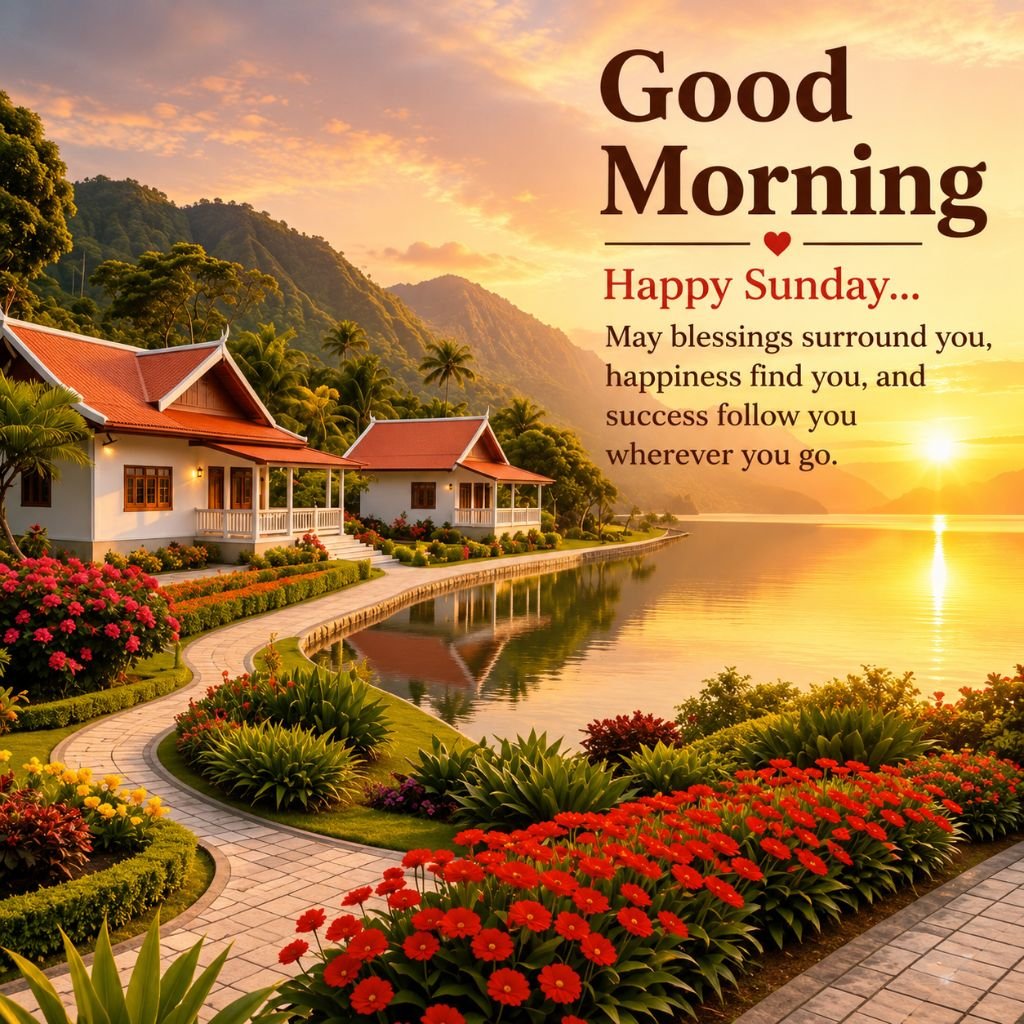 lakeside villas good morning with flowers images
