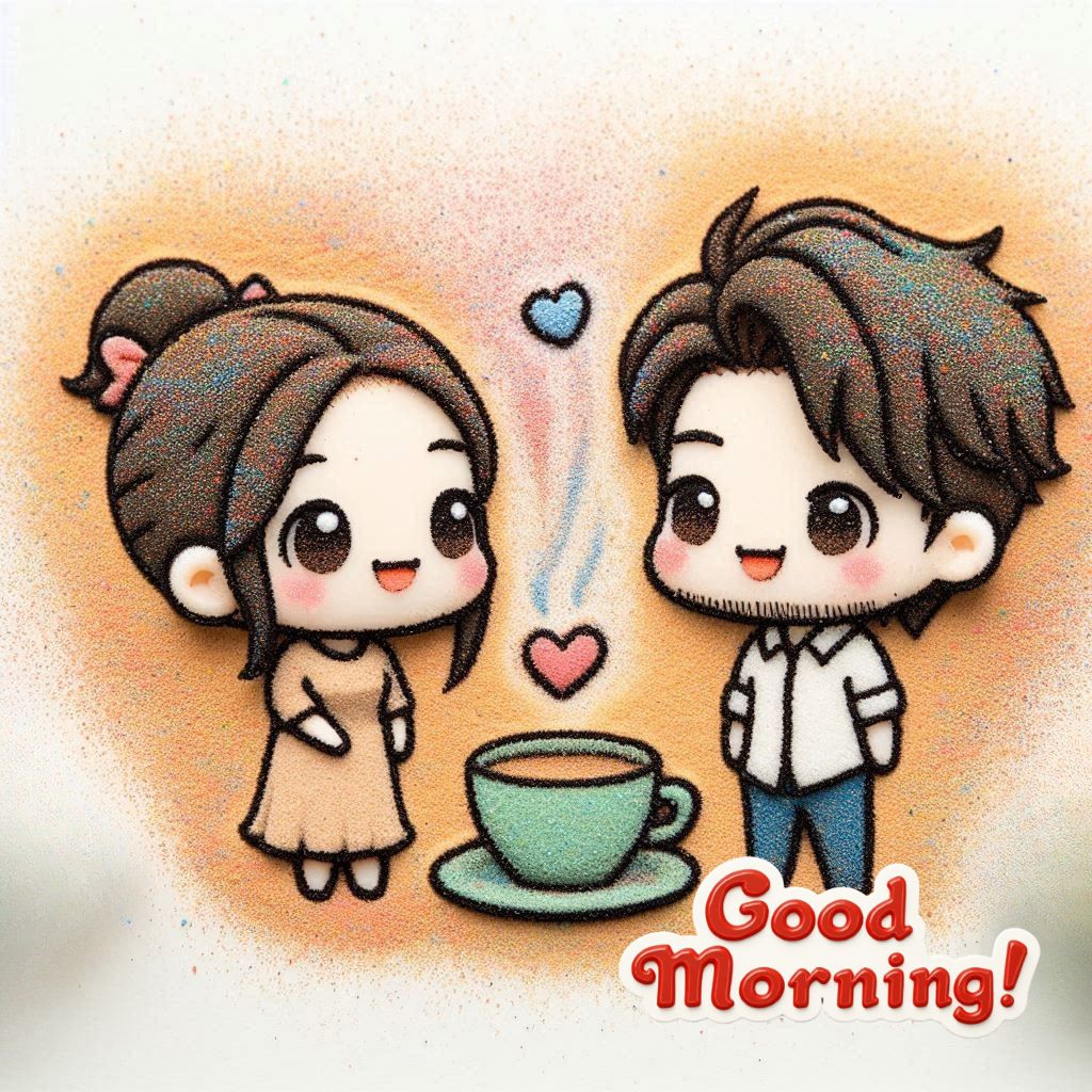 love good morning couple cartoon
