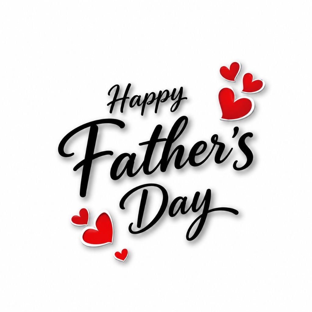 modern happy father’s day sticker image with red hearts