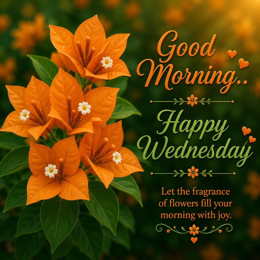 orange floral happy Wednesday greeting
