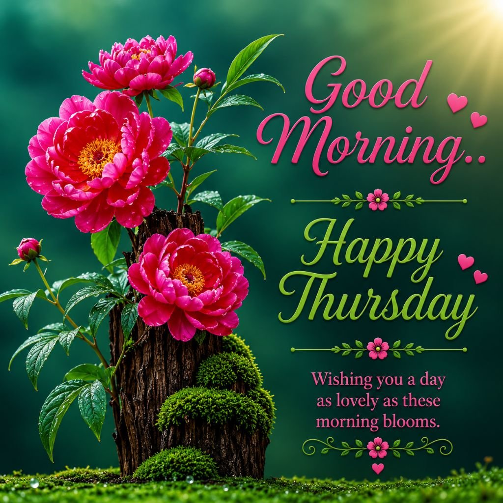 pink blossom Thursday greeting image