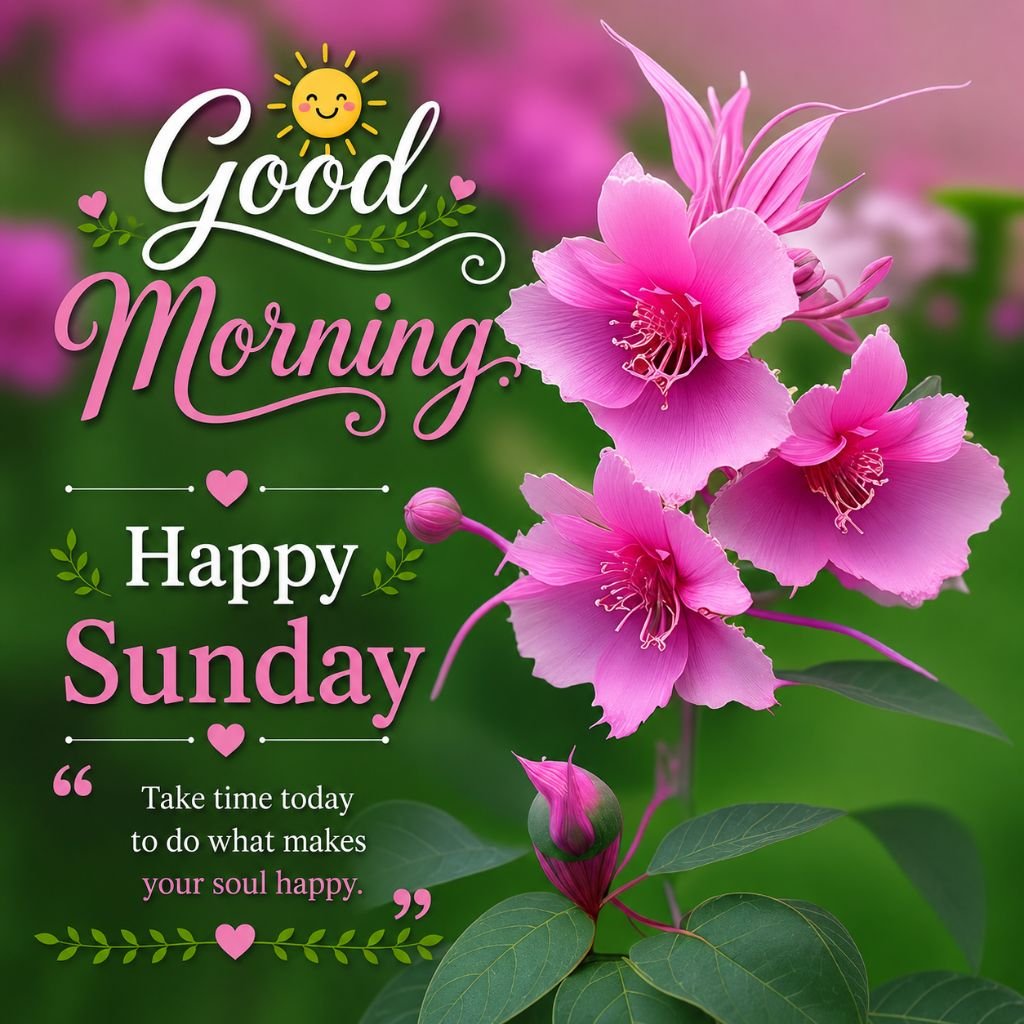 pink floral good morning Sunday greeting