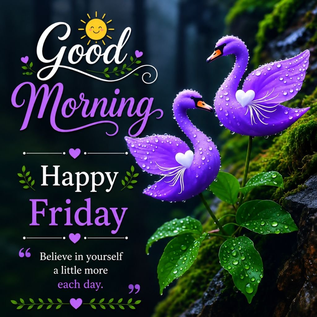 purple swan Friday morning greeting