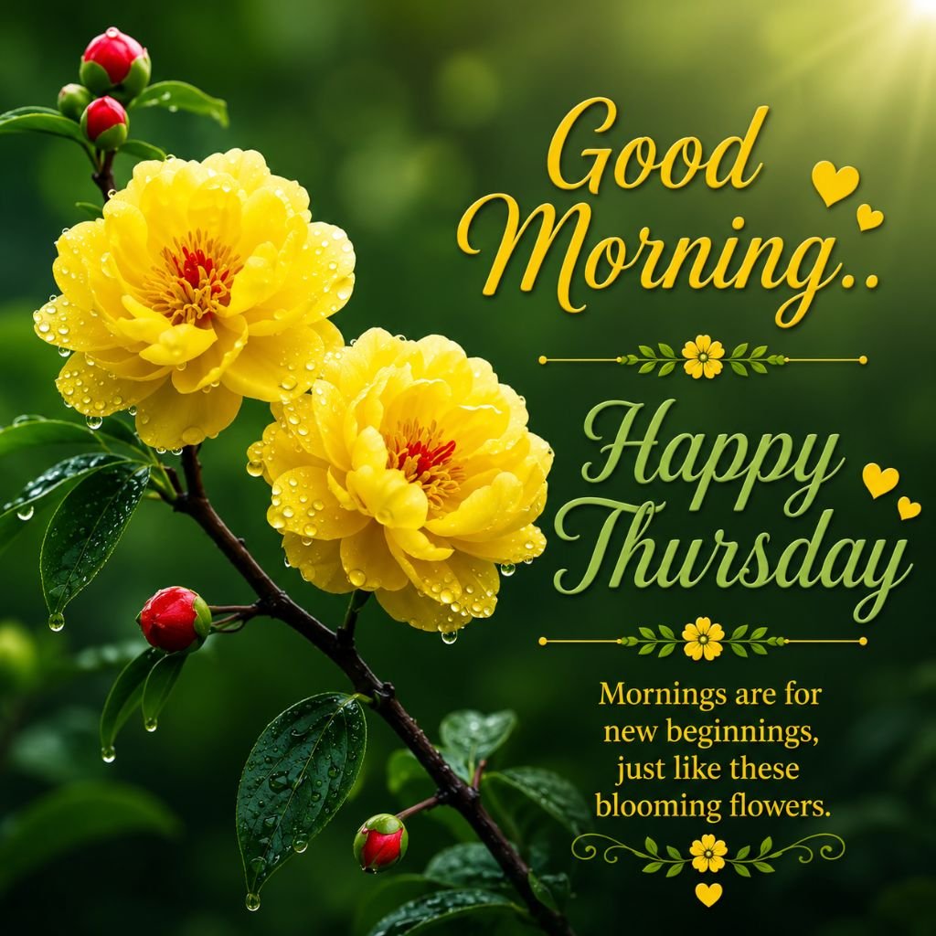 yellow flower good morning Thursday quote