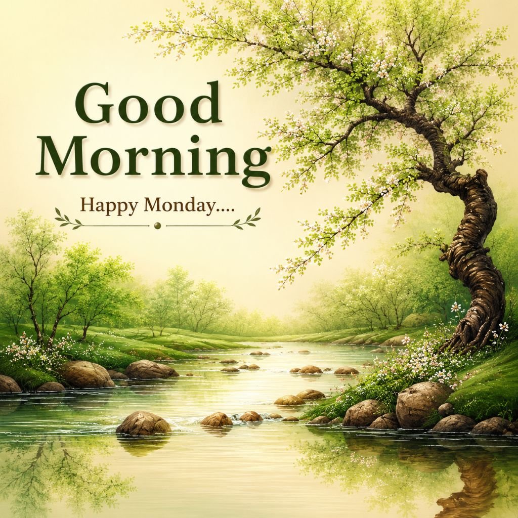 a graceful tree beside a calm river good morning nature images