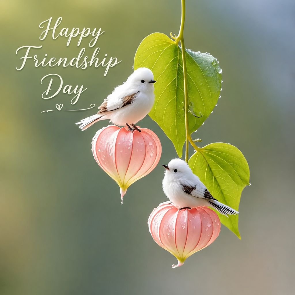 beautiful nature friendship day greeting with cute birds