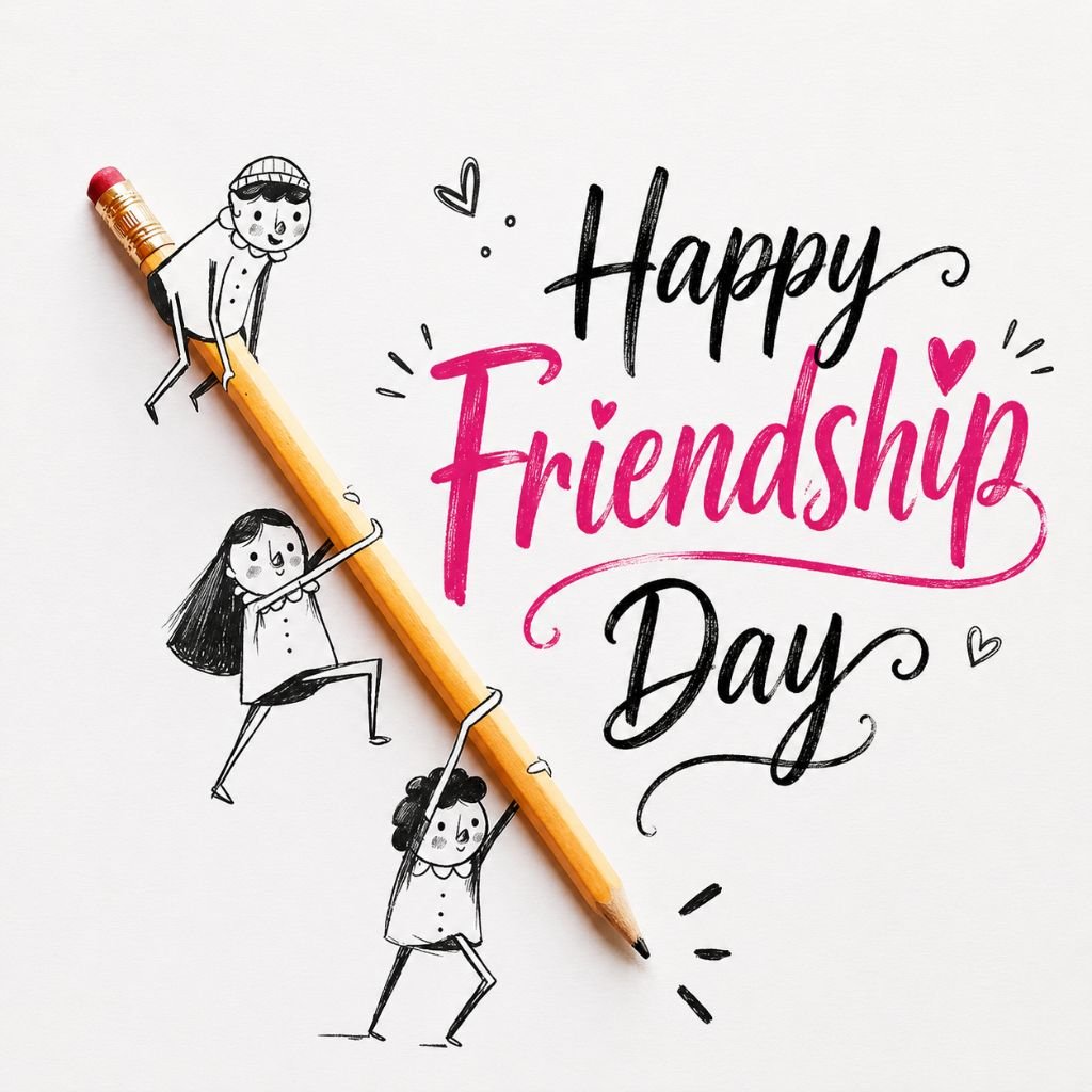 creative happy friendship day drawing image free download