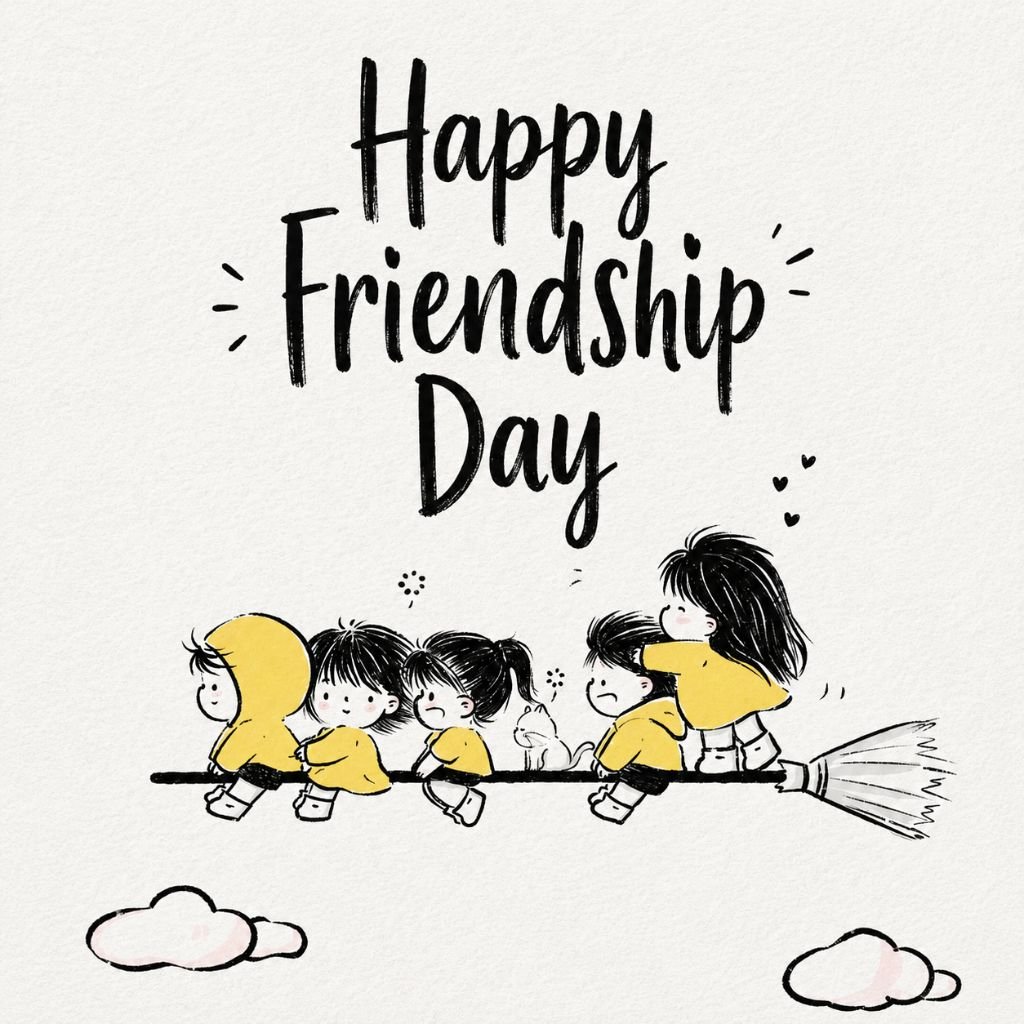 cute happy friendship day cartoon kids wallpaper free download