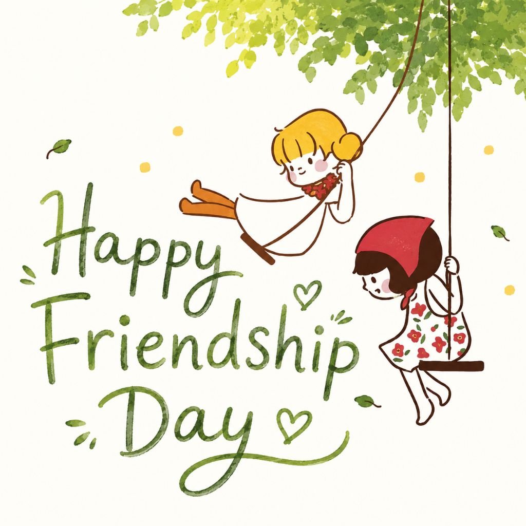 cute happy friendship day kids swing cartoon image free download