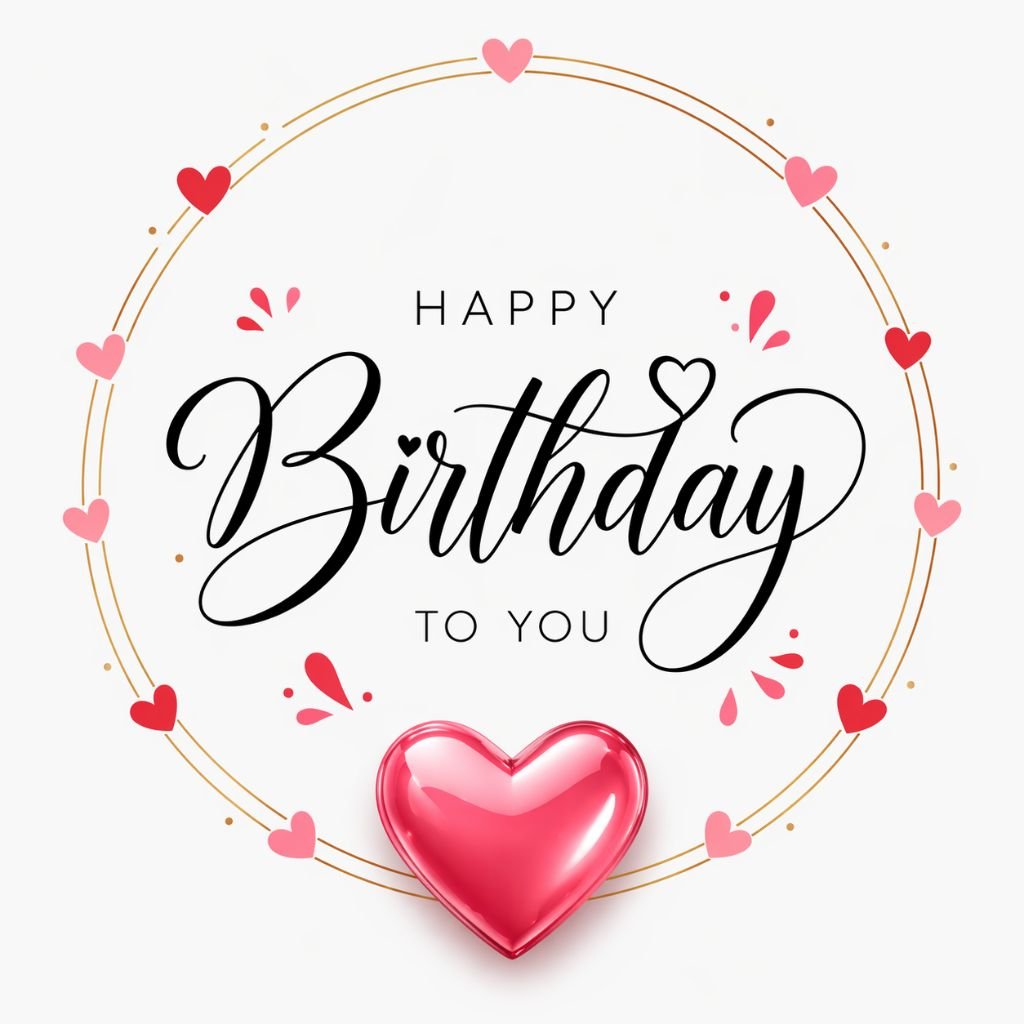 elegant happy birthday card with heart design love theme and minimal style