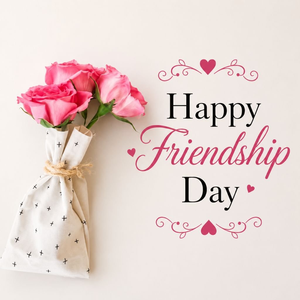 elegant happy friendship day roses wishes image free download