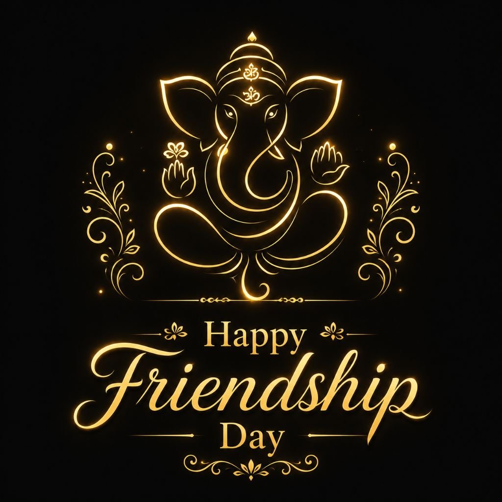glowing happy friendship day ganesh art image free download