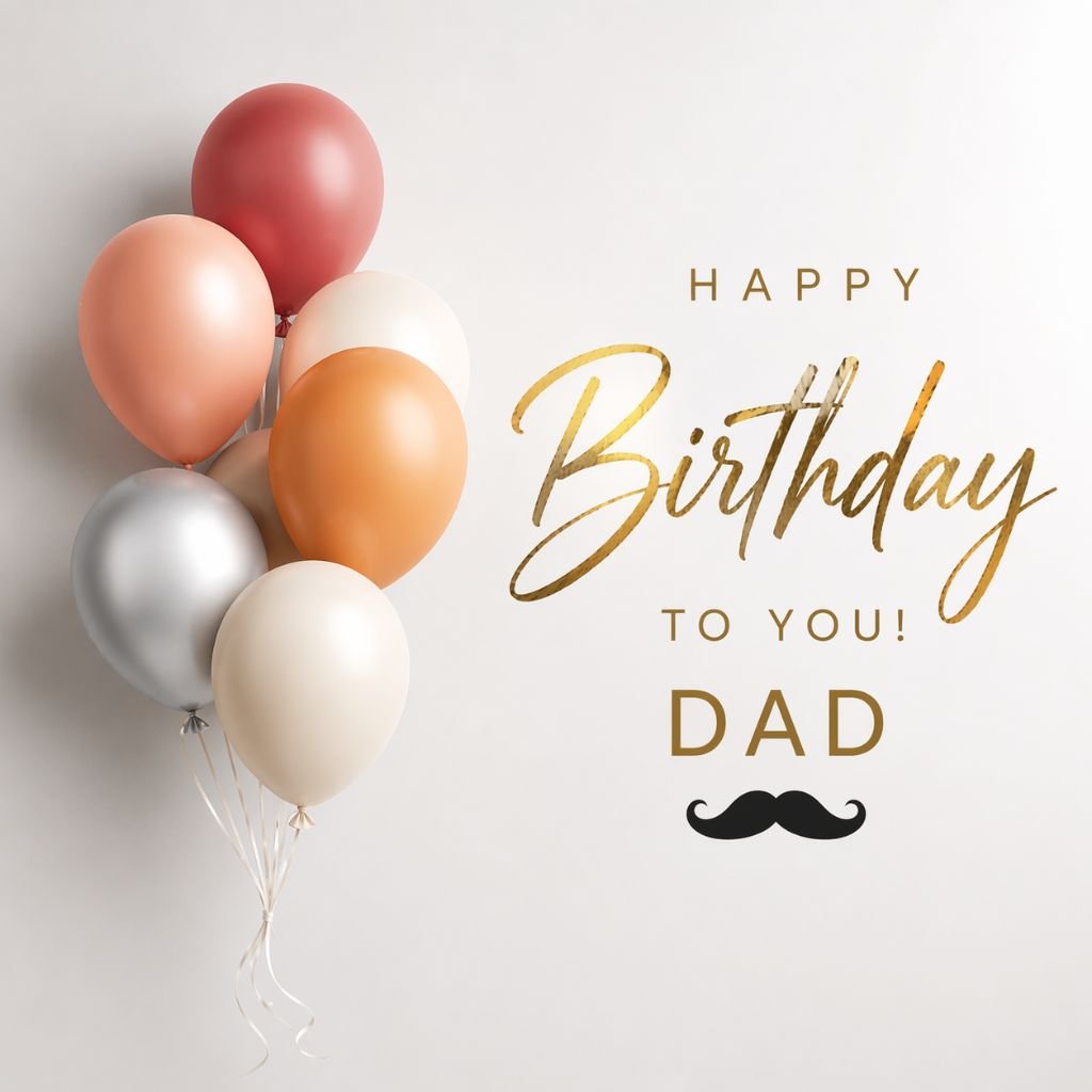 happy birthday dad card with balloons