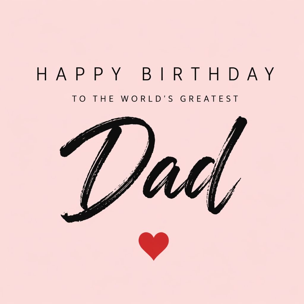 happy birthday dad card with soft pink background