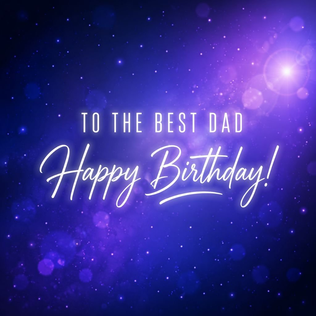 happy birthday dad card with starry background