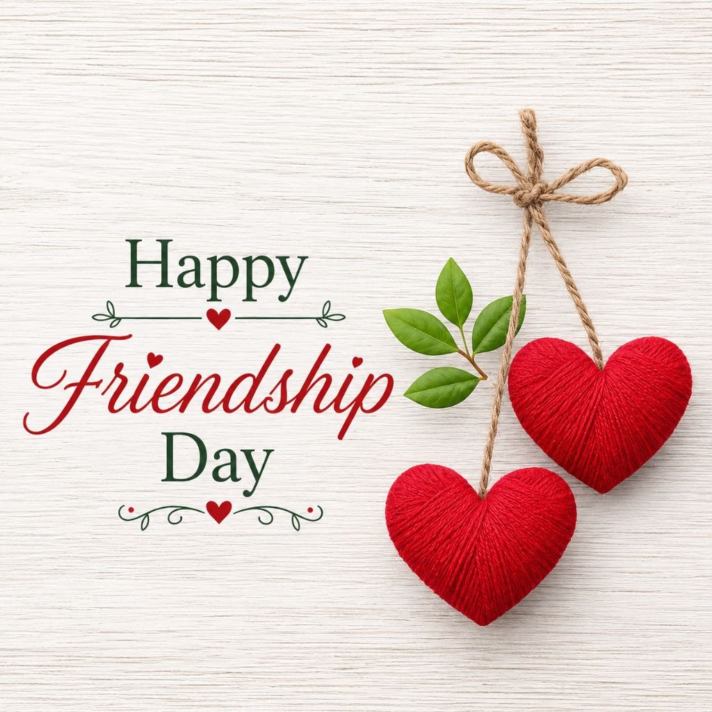 happy friendship day red heart wishes image free download