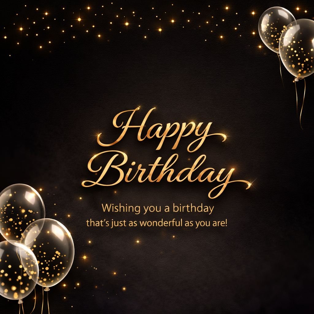 luxury black and gold happy birthday card