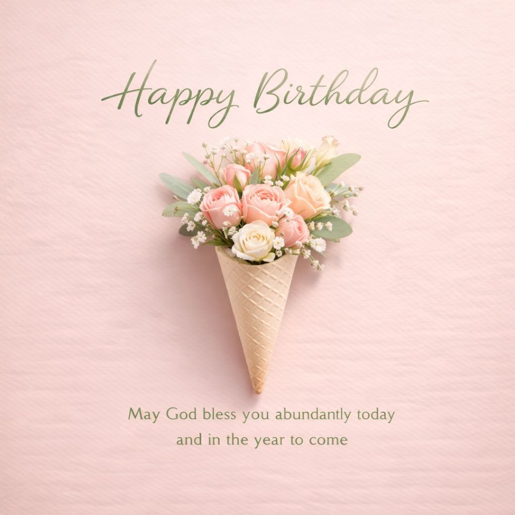 pastel floral happy birthday card with roses bouquet