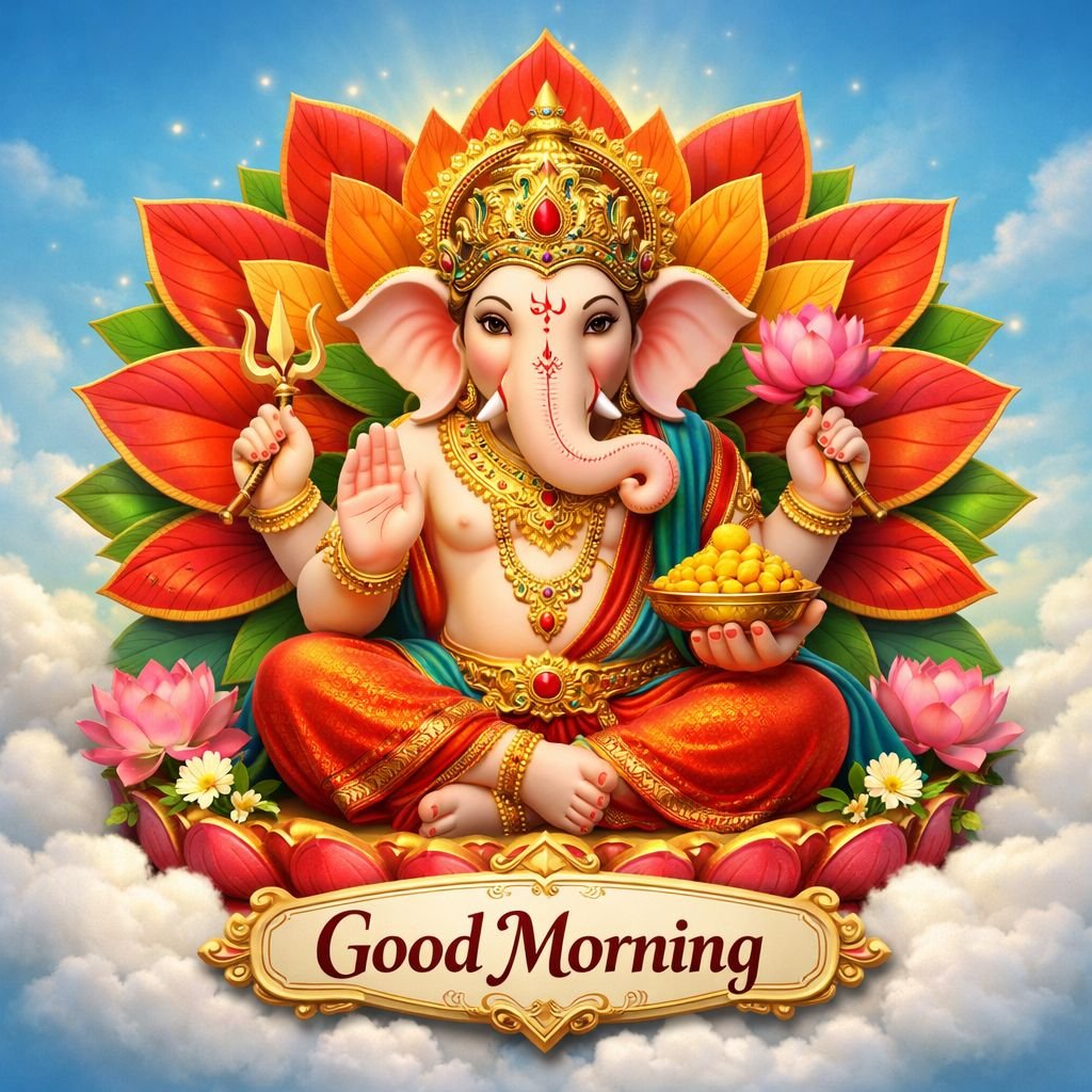 Beautiful lord ganesha good morning image hd