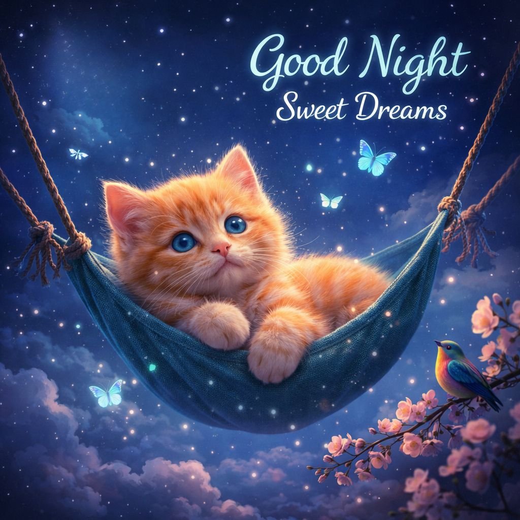 Cute Kitten Good Night Sweet Dreams Image