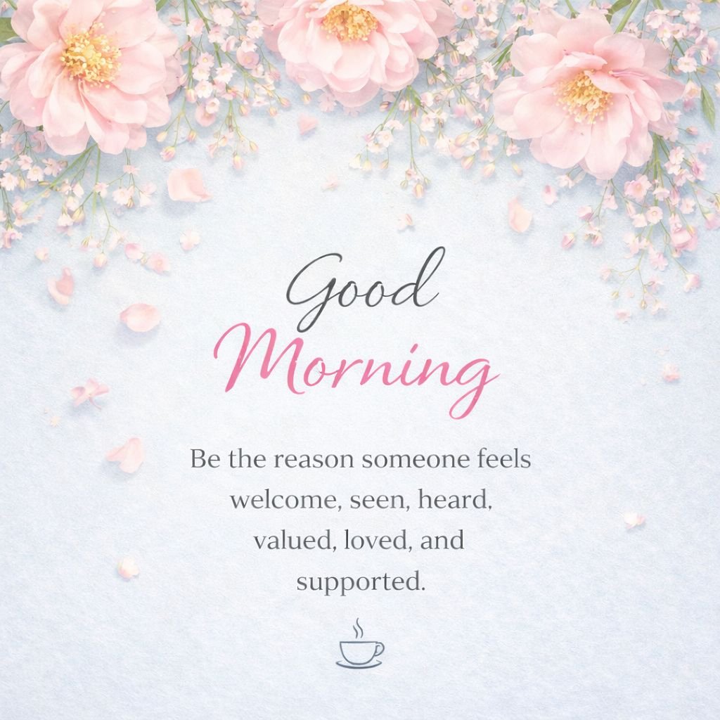 Elegant Floral Good Morning Image with Inspirational Kindness Quote