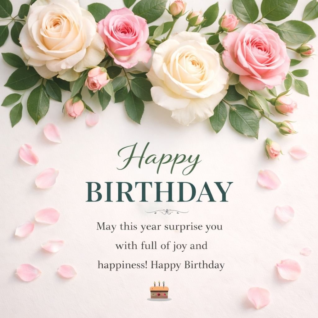 Elegant Happy Birthday Rose Flower Image 