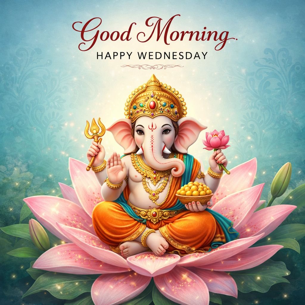 Good morning ganesha image on lotus
