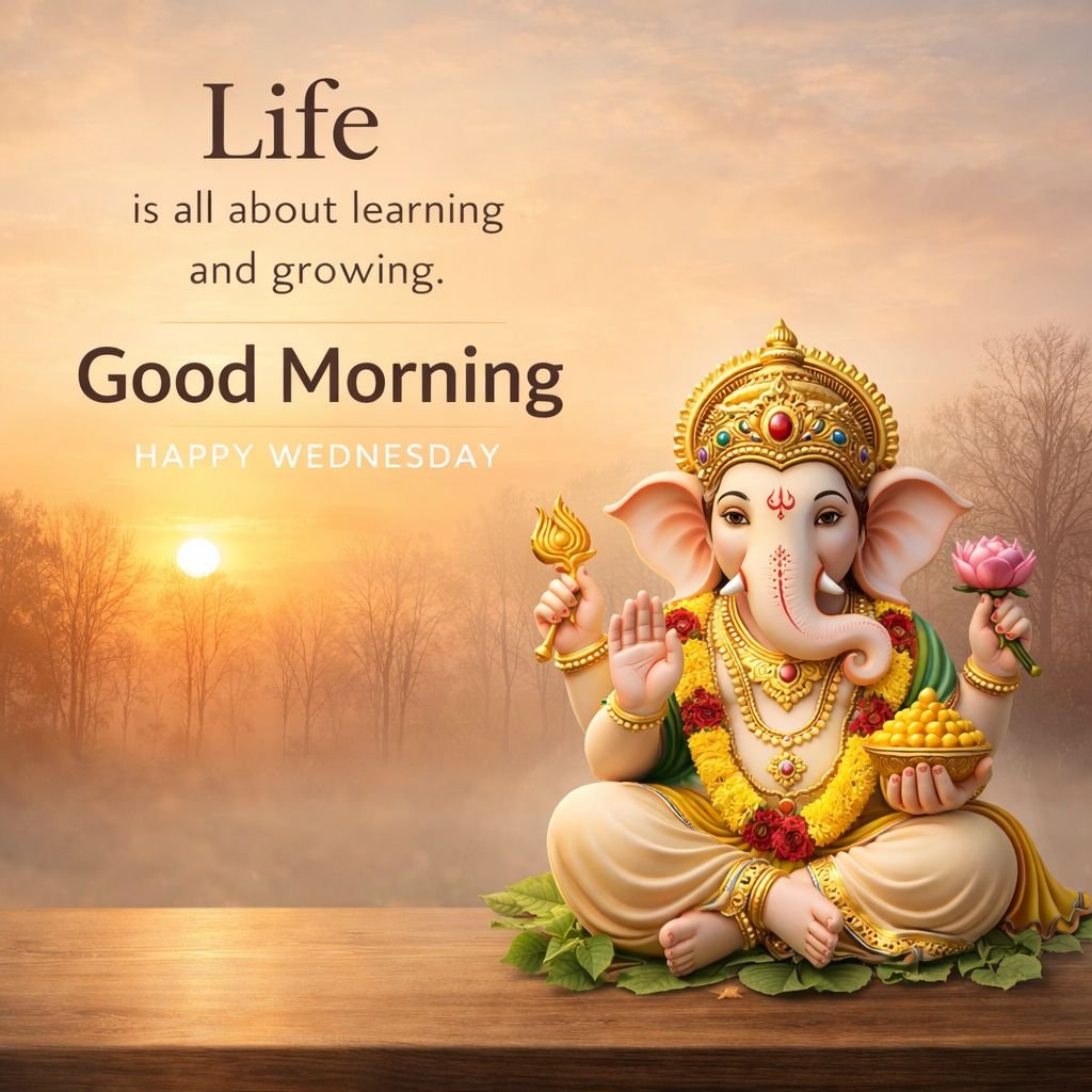 Good morning ganesha image with motivational quote