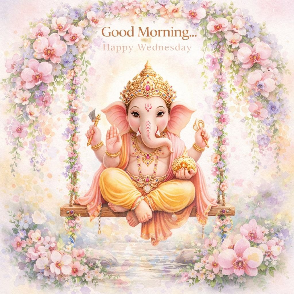 Good morning ganesha images with flowers