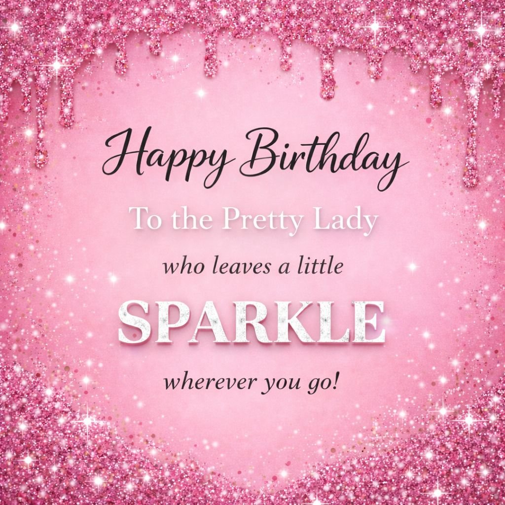 Happy Birthday Pretty Lady Sparkle Image