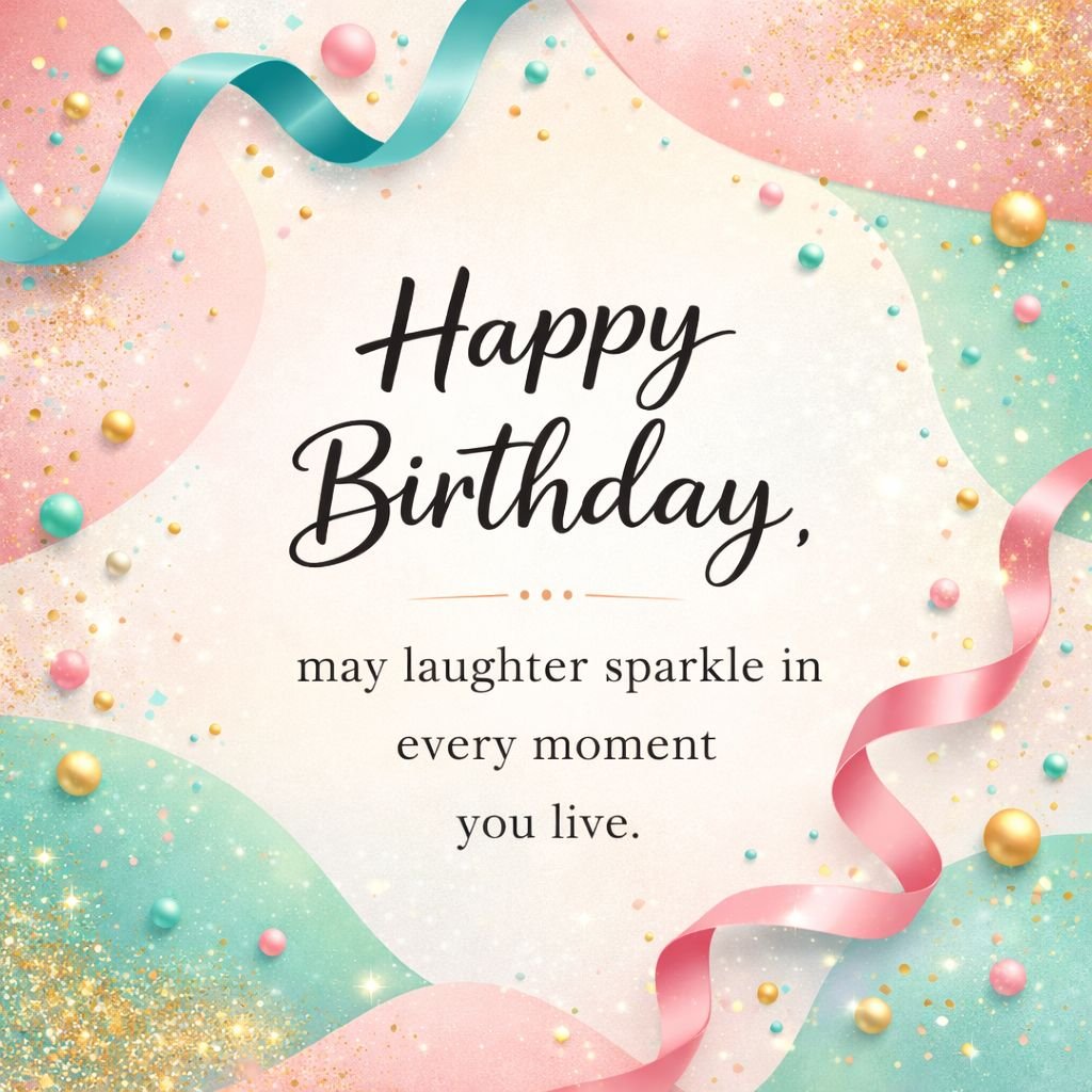 Happy Birthday Quote Image with Colorful Confetti and Ribbons