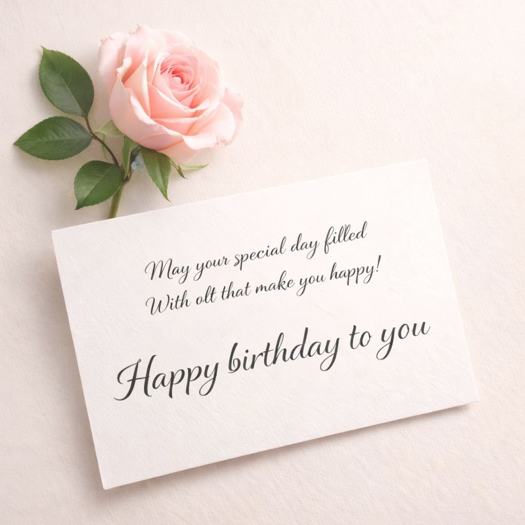 Happy Birthday to You Card with Pink Rose