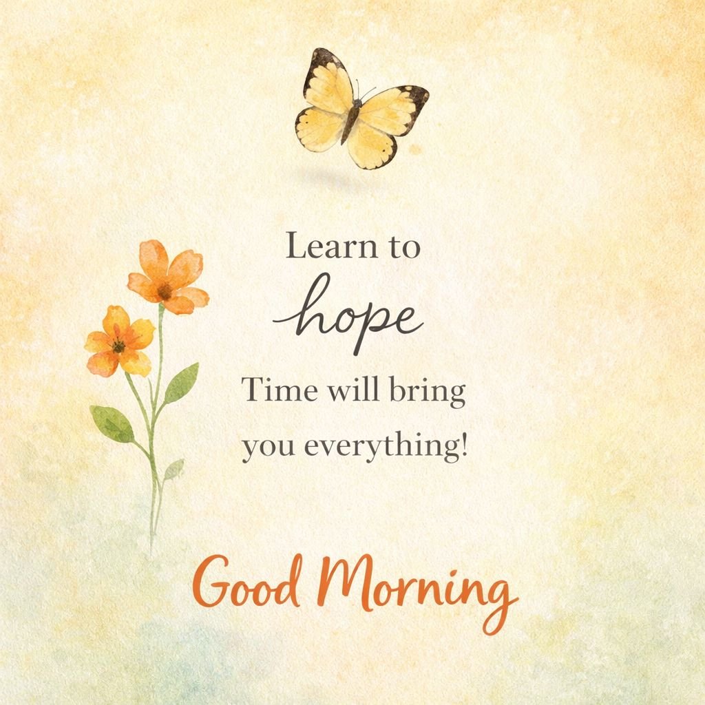 Inspirational Good Morning Image with Butterfly and Hope Quote