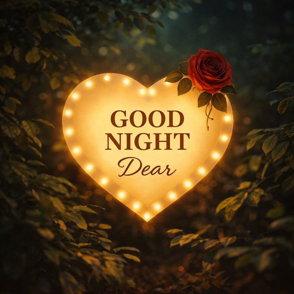 Romantic Good Night Dear Heart Image with Rose