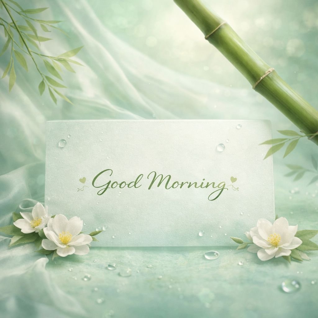 good morning bamboo and white flower image