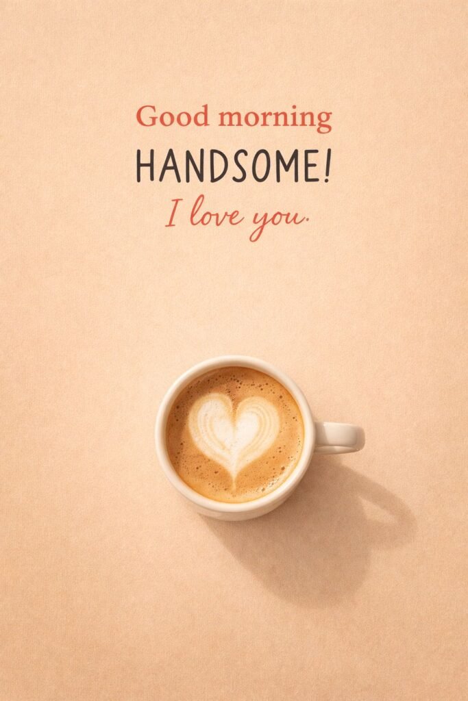 good morning handsome coffee image