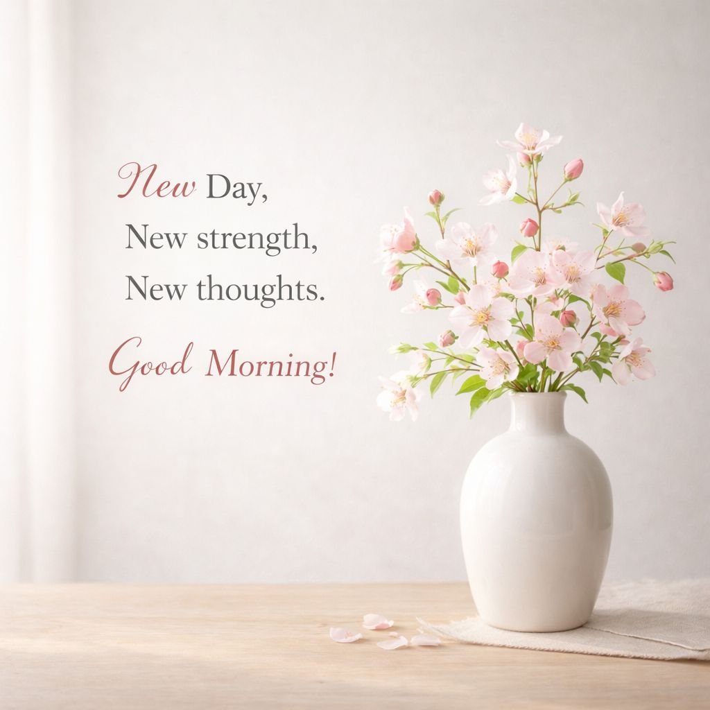 good morning inspirational quote with flowers