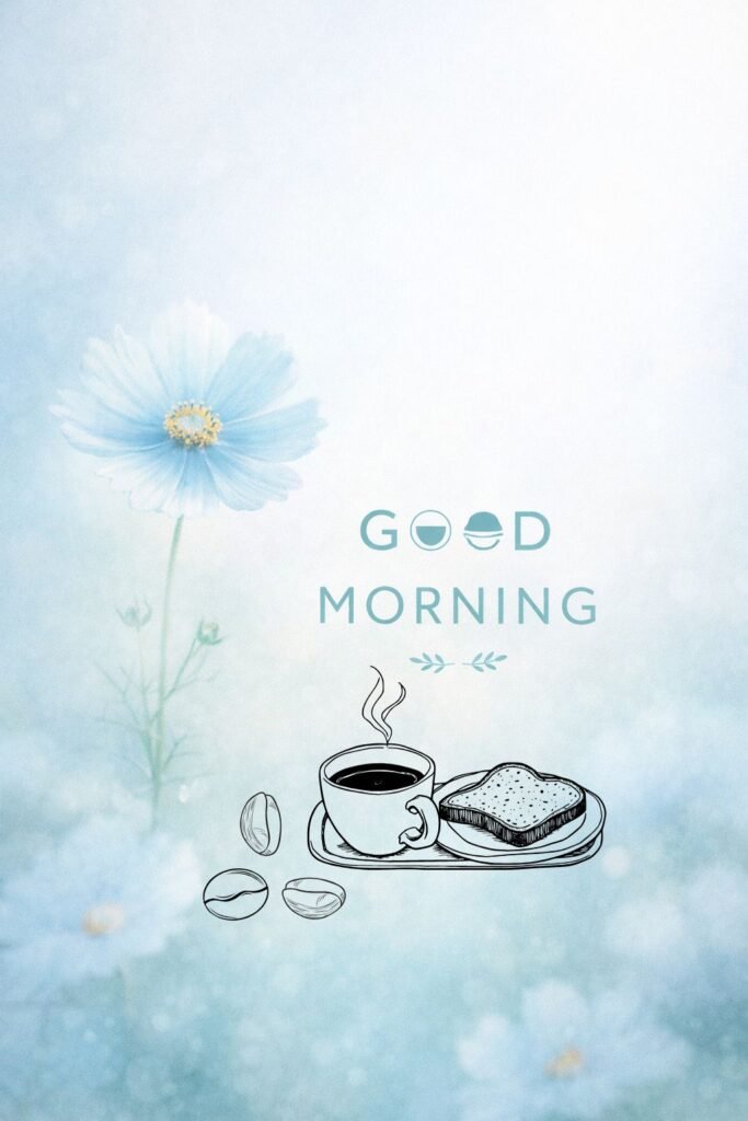 minimal good morning coffee illustration with flower