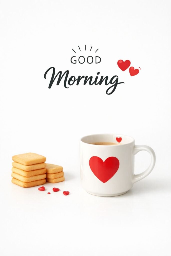 minimal good morning coffee with heart mug