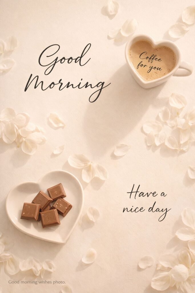 romantic good morning coffee and chocolate image
